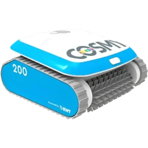 The Cosmy 200 Robotic Pool Cleaner, offers cutting edge cleaning performance for pools up to 12 meters. Designed to tackle floors, walls and waterlines with ease, it uses advanced two stage planetary gear technology for unmatched precision and efficiency. With its lightweight build of just 5.75 kg, the Cosmy 200 is easy to handle and features three cleaning cycles (1.5h, 2h, 2.5h) to suit various cleaning needs. Energy efficient and powerful, it delivers exceptional results without excessive power consumption. The integrated Bluetooth functionality allows for seamless control via the BWT Best Water Home App, making spot cleaning and scheduling effortless. Whether it’s stubborn debris or daily maintenance, the Cosmy 200 Robotic Pool Cleaner ensures your pool stays sparkling clean with minimal effort, letting you enjoy your swimming oasis all season long.