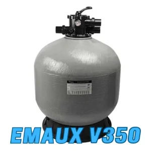 The Emaux V350 Sand Pool Filter is a compact, efficient solution for residential pools up to 35,000 litres. With a 14 inch diameter fiberglass reinforced tank, this durable filter is built to withstand extreme weather and high pressure, ensuring reliable operation. Equipped with a 6 way multiport valve, it simplifies essential pool maintenance tasks like backwashing, rinsing and filtration. The V350 uses fine grade sand as a permanent filtration medium, effectively trapping dirt and debris for crystal clear water circulation. Its user friendly design features a pressure gauge for monitoring performance and a quick connect system for hassle free installation. Ideal for small residential pools, the Emaux V350 pool filter combines efficiency, durability and ease of use, making it a top choice for pool owners seeking quality filtration.