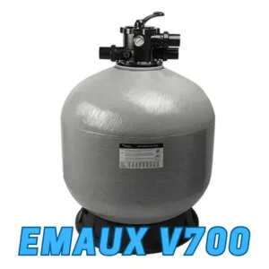 The Emaux V700 Sand Pool Filter is expertly designed to deliver powerful and dependable filtration for residential pools up to 70,000 litres. Featuring a durable 28 inch fiberglass reinforced tank, this filter is built to withstand demanding conditions, including high pressure operation and exposure to harsh weather. Its robust construction ensures exceptional durability and long term reliability.

With an intuitive 6 way multiport valve, the V700 simplifies pool filter maintenance, making it easy to switch between essential functions such as filtration, backwashing, rinsing and recirculation. The premium grade sand filtration medium effectively traps dirt, debris and impurities, leaving your pool water consistently clean and clear.

Convenience is a priority with the V700 pool filter. It includes a built in pressure gauge for real time performance monitoring and a quick connect system for hassle free installation. Designed for extra large residential pools, it combines advanced filtration technology with a user friendly design to meet the needs of modern pool owners.

Combining high performance engineering with rugged durability and straightforward operation, the Emaux V700 Sand Filter offers a reliable and cost effective solution for keeping your pool water pristine with minimal effort. Whether you're upgrading your system or setting up a new pool, the V700 filter is engineered to deliver consistent, hassle free performance