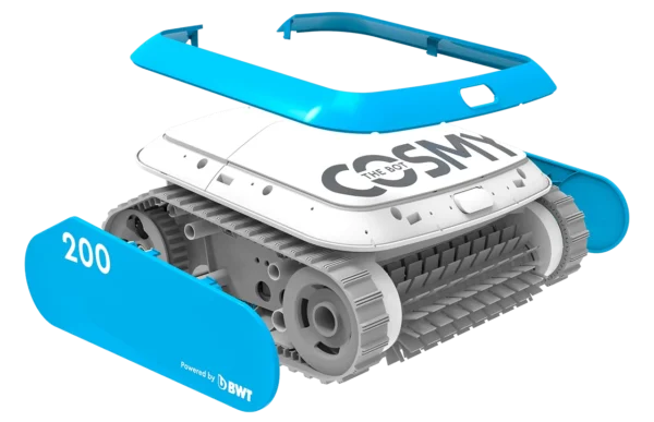 The Cosmy 200 Robotic Pool Cleaner, offers cutting edge cleaning performance for pools up to 12 meters. Designed to tackle floors, walls and waterlines with ease, it uses advanced two stage planetary gear technology for unmatched precision and efficiency. With its lightweight build of just 5.75 kg, the Cosmy 200 is easy to handle and features three cleaning cycles (1.5h, 2h, 2.5h) to suit various cleaning needs. Energy efficient and powerful, it delivers exceptional results without excessive power consumption. The integrated Bluetooth functionality allows for seamless control via the BWT Best Water Home App, making spot cleaning and scheduling effortless. Whether it’s stubborn debris or daily maintenance, the Cosmy 200 Robotic Pool Cleaner ensures your pool stays sparkling clean with minimal effort, letting you enjoy your swimming oasis all season long.